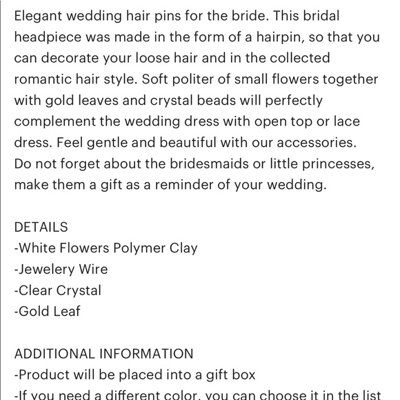 Bridal Flower Hair Pin Gold Leaf - Picture 4 of 4